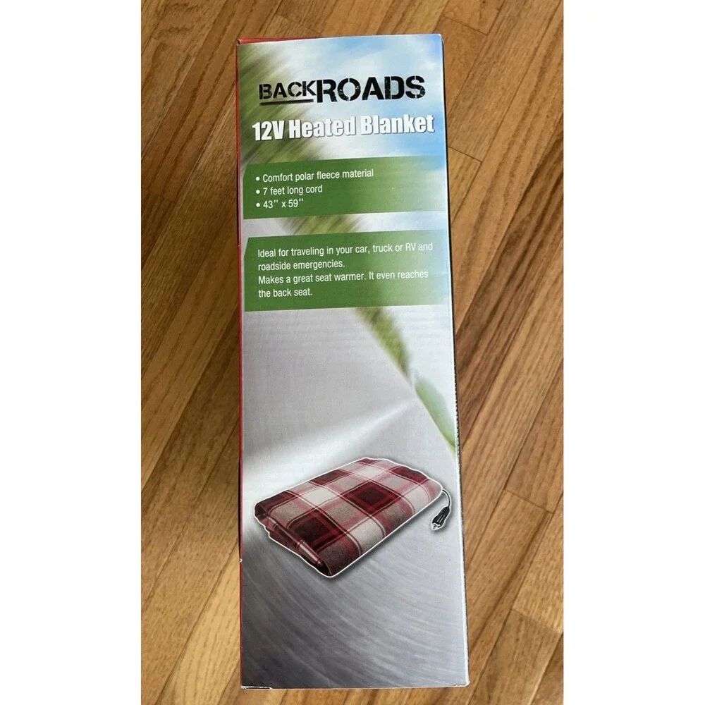 BackRoads 12V Heated Blanket Red Plaid Great For Traveling In Car, Truck, RV NIB